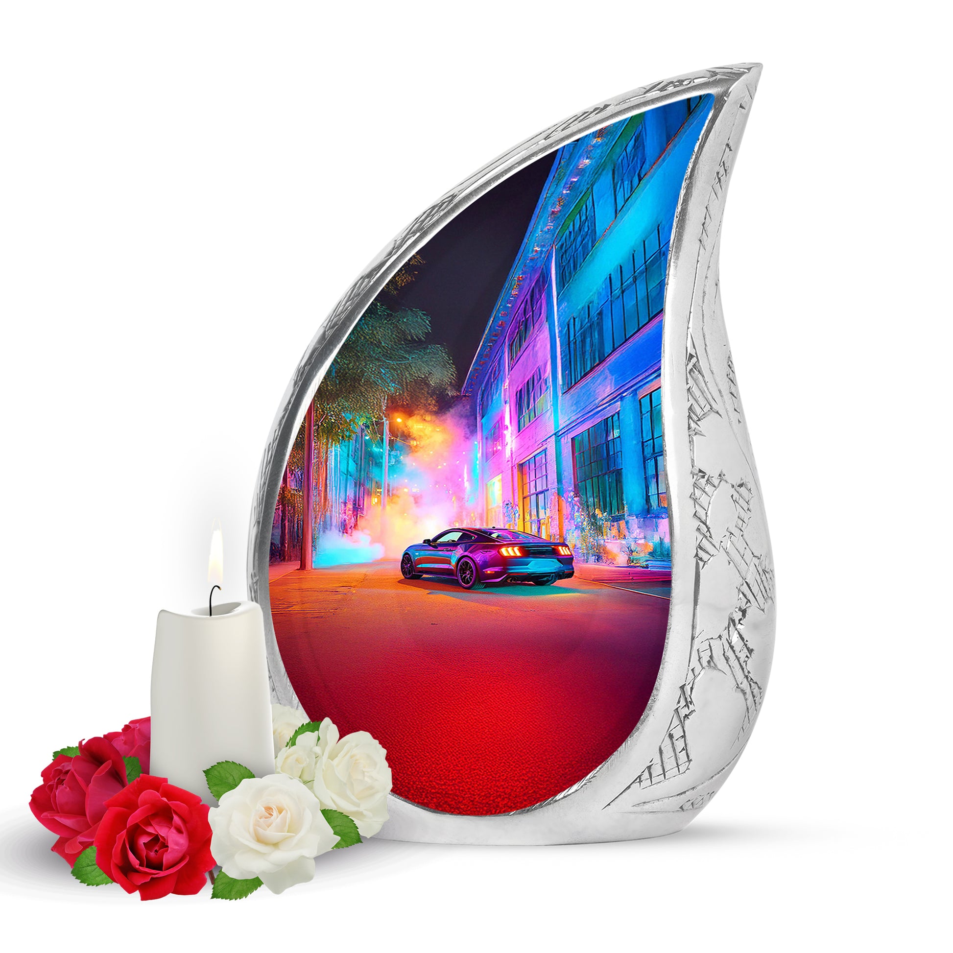 Personalized Purple Cherished Car Cremation Urns for Human Ashes - 10-inch, 200 cu in - Karyliz