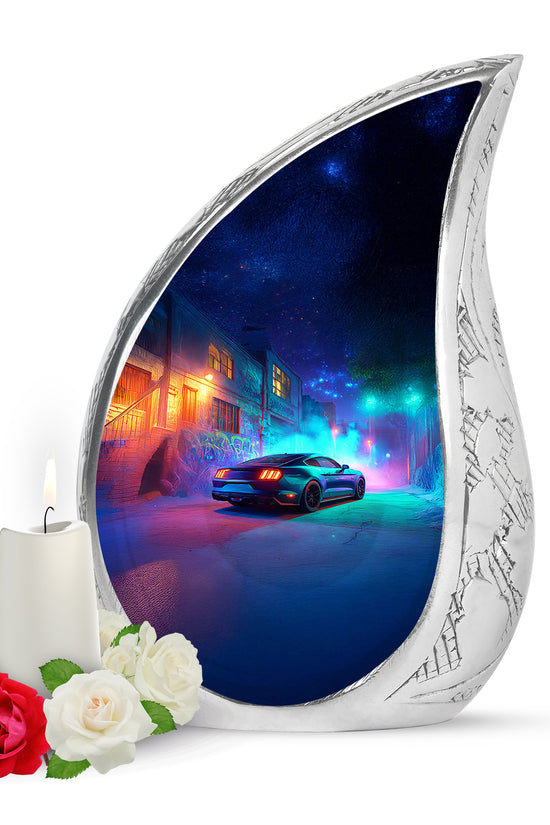 Blue Car Passage Cremation Urns for Human Ashes - 10-inch, 200 cu in - Karyliz