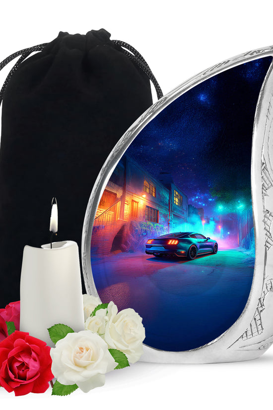Neon Muscle Car Memorial Urn - Muscle Car Urns For Ashes