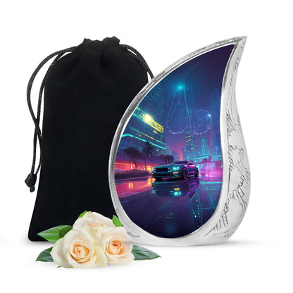 Neon City Memorial Urn For Cremation - Neon Muscle Urn For Men & Women