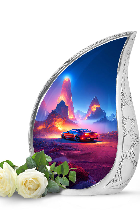 Blue Car Cremation Urns - Imperial Farewell 10-inch, 200 cu in - Karyliz
