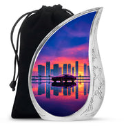 Blush Pink Car Cremation Urn front view showing detailed design - rounded teardrop car design with delicate detail - full-size 10 inch 200 cubic inch adult cremation urn