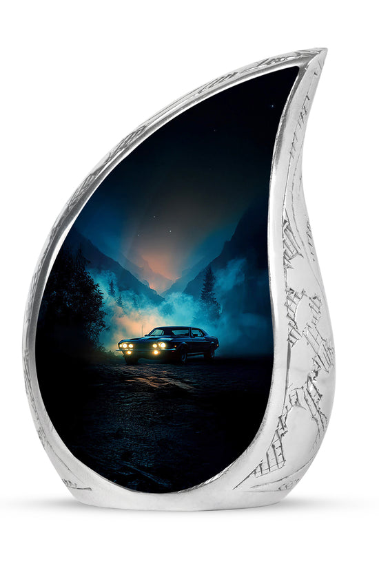 Blue Car Tribute Cremation Urns for Human Ashes - 10-inch, 200 cu in - Karyliz