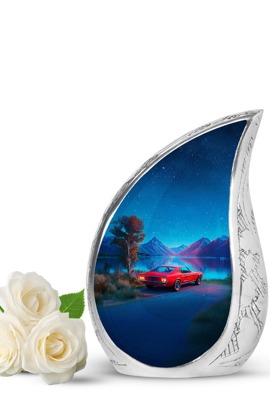 Personalized Blue Revered Car Cremation Urns for Human Ashes - 10-inch, 200 cu in - Karyliz