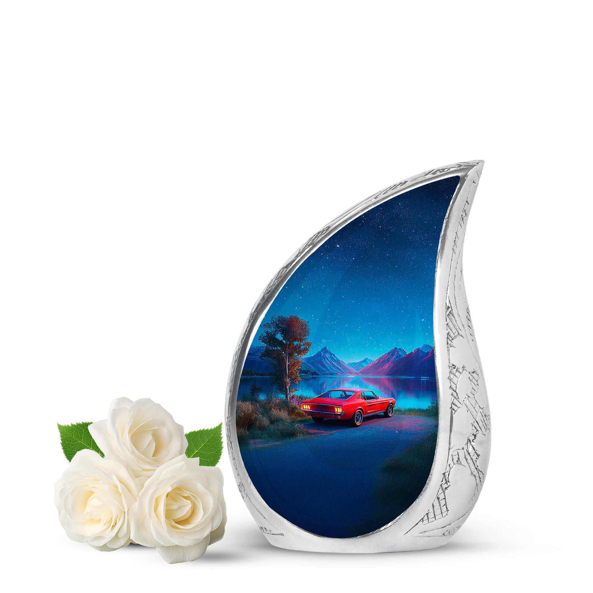 Personalized Blue Revered Car Cremation Urns for Human Ashes - 10-inch, 200 cu in - Karyliz