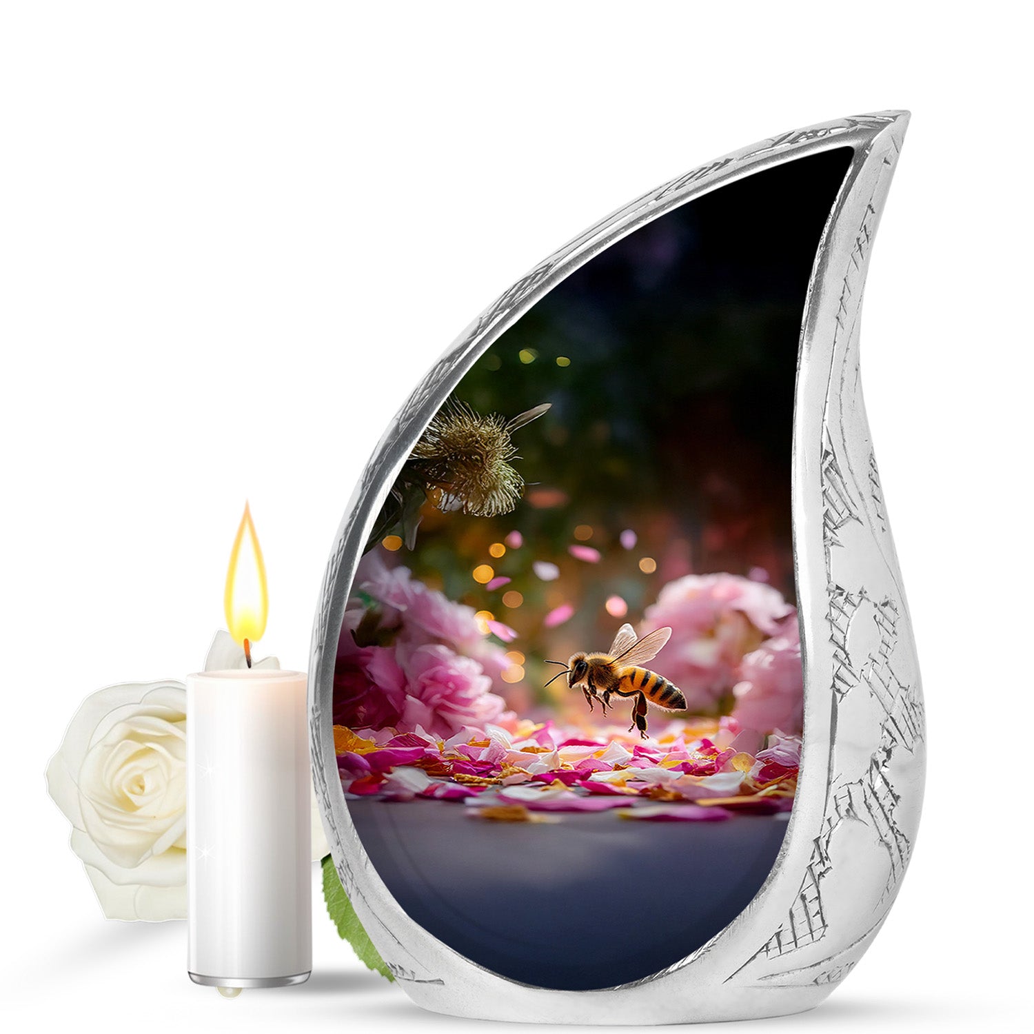 Gold Exquisite Bee Memorial Urn for Ashes - 10-inch, 200 cu in - Karyliz