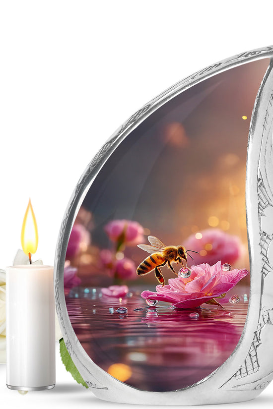 Gold Sacred Bee Cremation Urns for Human Ashes - 10-inch, 200 cu in - Karyliz