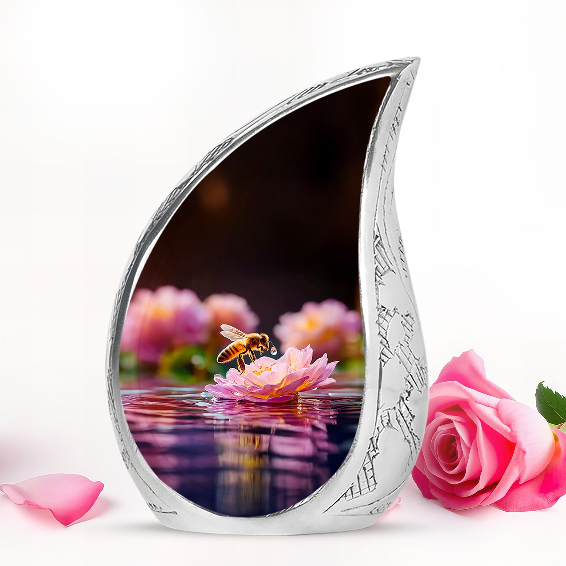 Ethereal Bee Memorial Cremation Urns - Black 10-inch, 200 cu in - Karyliz