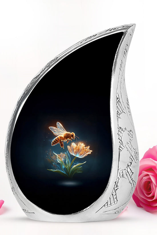 Stunning Black Bee Testament Urn for Human Ashes - 10-inch, 200 cu in - Karyliz