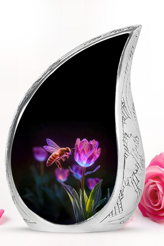 Black Comforting Bee Memorial Urn for Ashes - 10-inch, 200 cu in - Karyliz