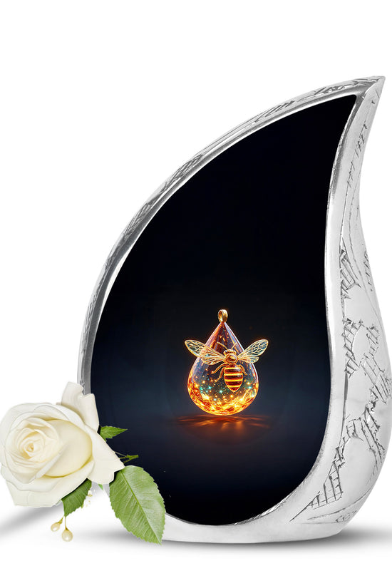 Personalized Black Steadfast Bee Cremation Urns for Human Ashes - 10-inch, 200 cu in - Karyliz