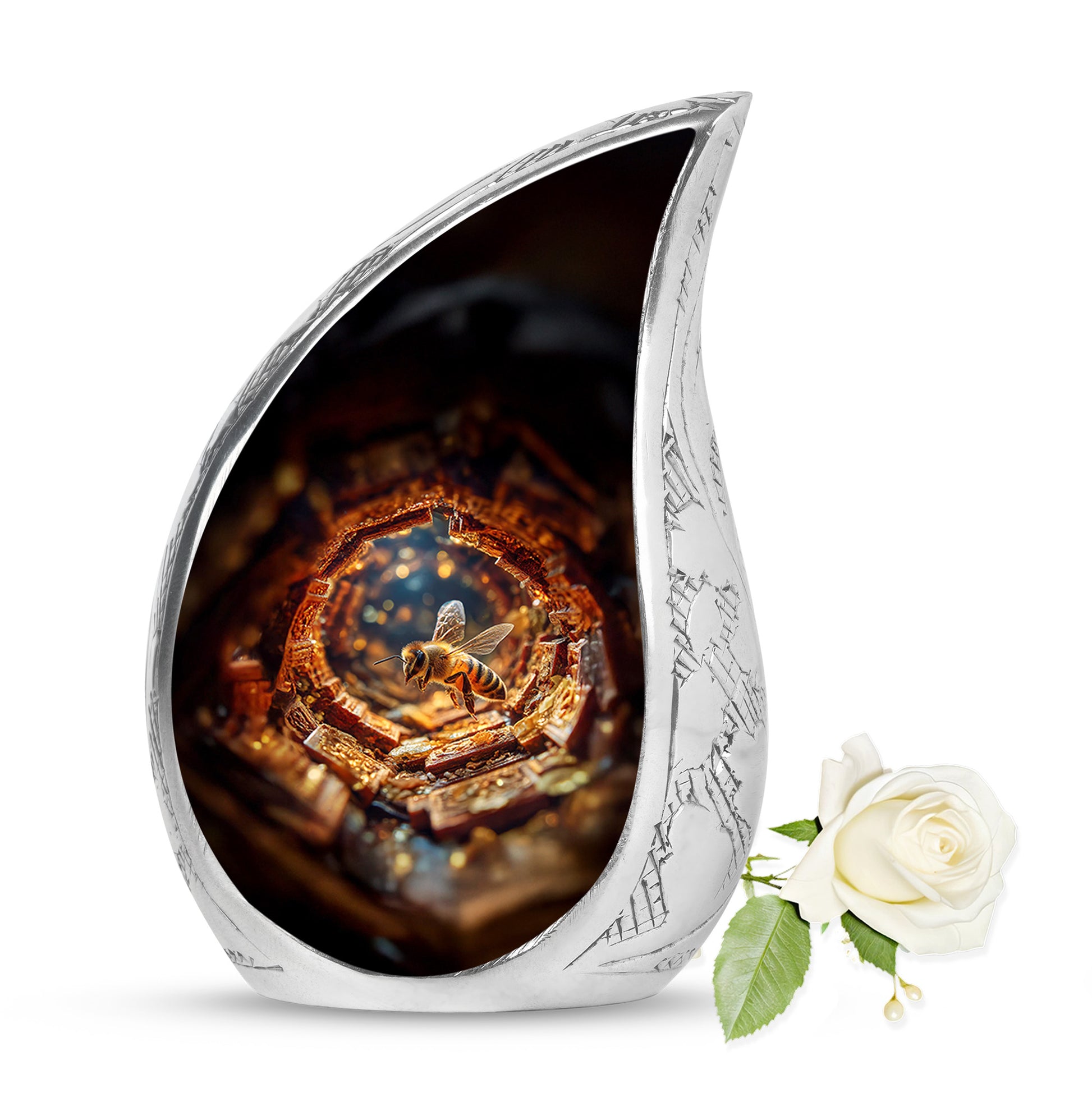 Divine Red Bee Cremation Urn for Ashes - 10-inch, 200 cu in - Karyliz