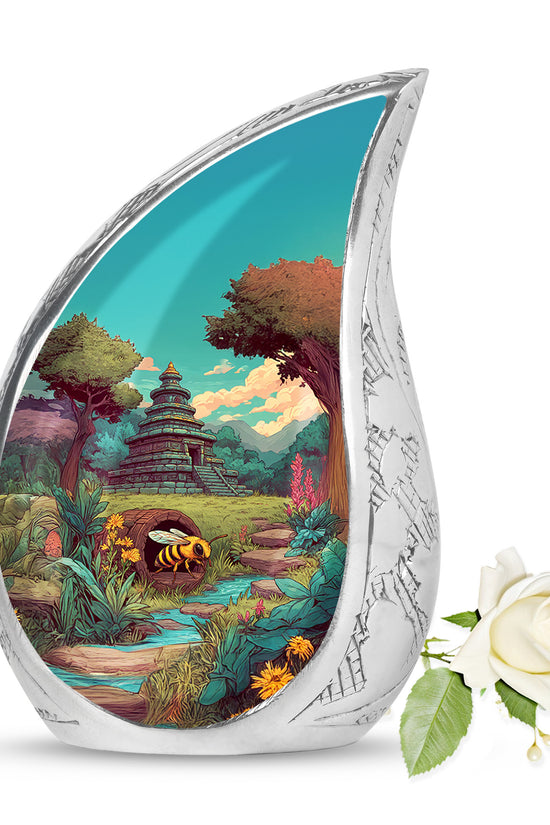 Green Bee Farewell Cremation Urns for Human Ashes - 10-inch, 200 cu in - Karyliz