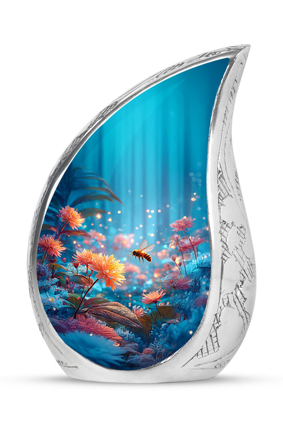Timeless Blue Bee Cremation Urn for Ashes - 10-inch, 200 cu in - Karyliz