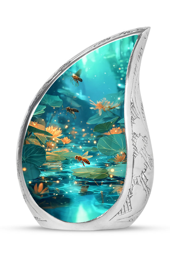 Personalized Teal Bee Cremation Urns for Ashes - Enchanting 10-inch - Karyliz
