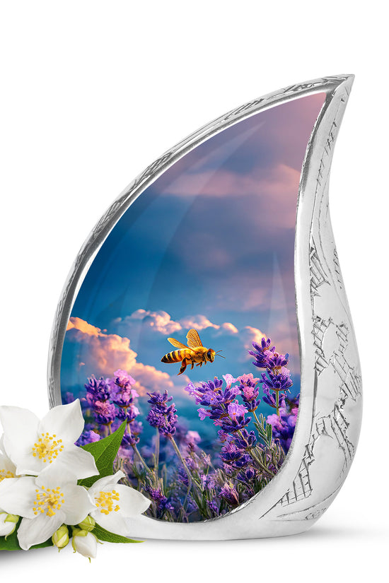 Distinguished Blue Bee Cremation Urn for Ashes - 10-inch, 200 cu in - Karyliz