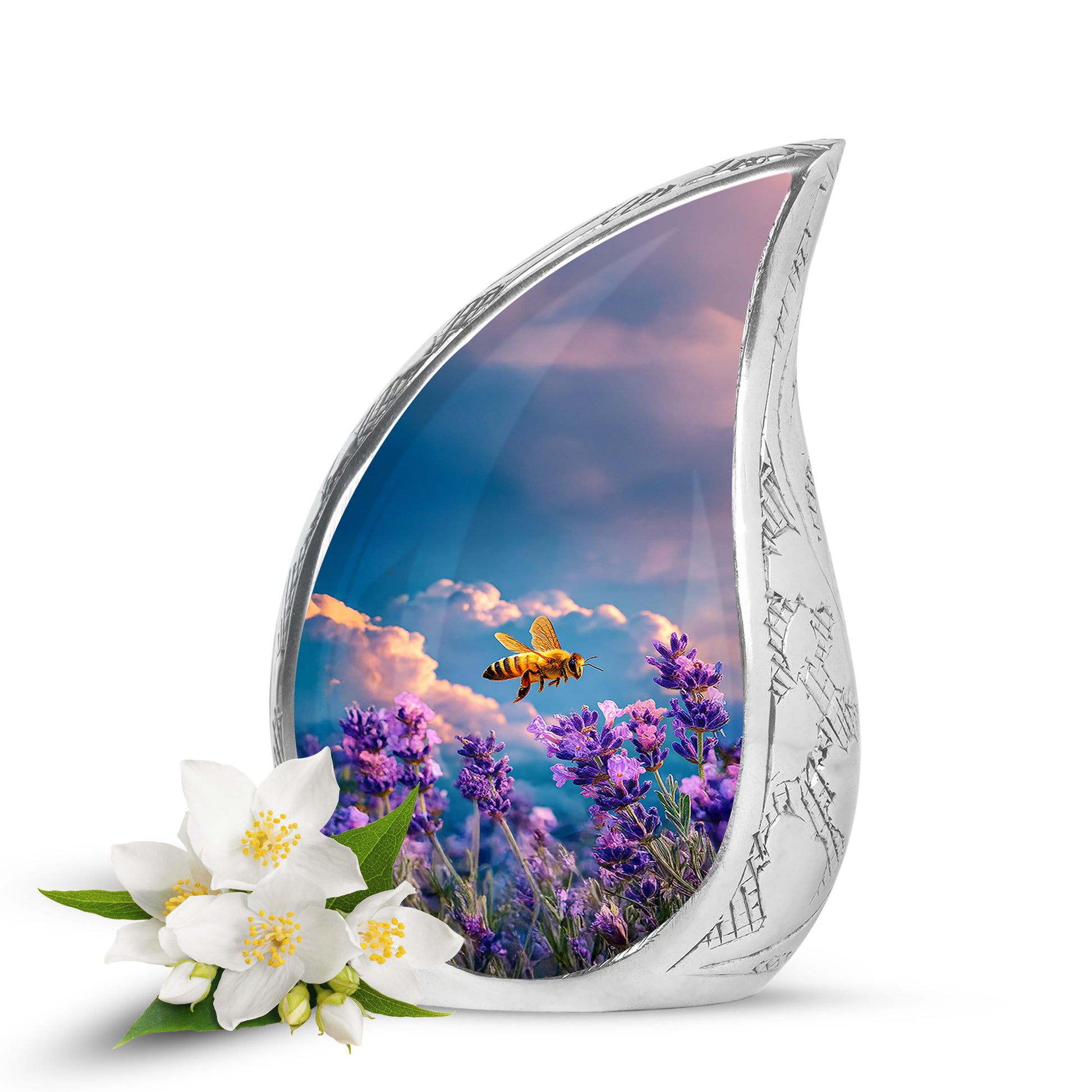 Distinguished Blue Bee Cremation Urn for Ashes - 10-inch, 200 cu in - Karyliz