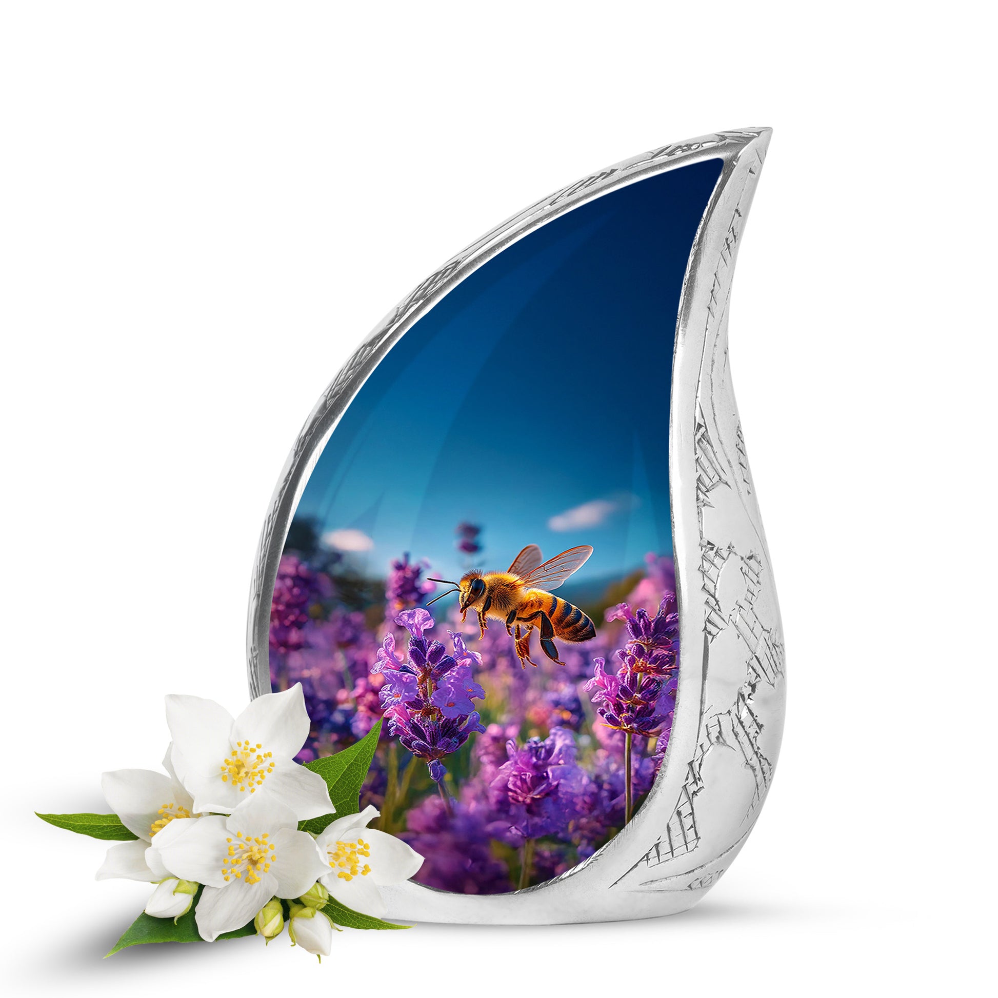 Personalized Magnificent Bee Cremation Urns - Blue 10-inch, 200 cu in - Karyliz