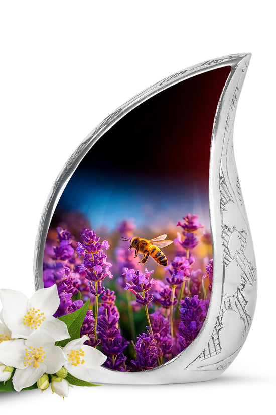 Blue Sacred Bee Cremation Urns for Human Ashes - 10-inch, 200 cu in - Karyliz
