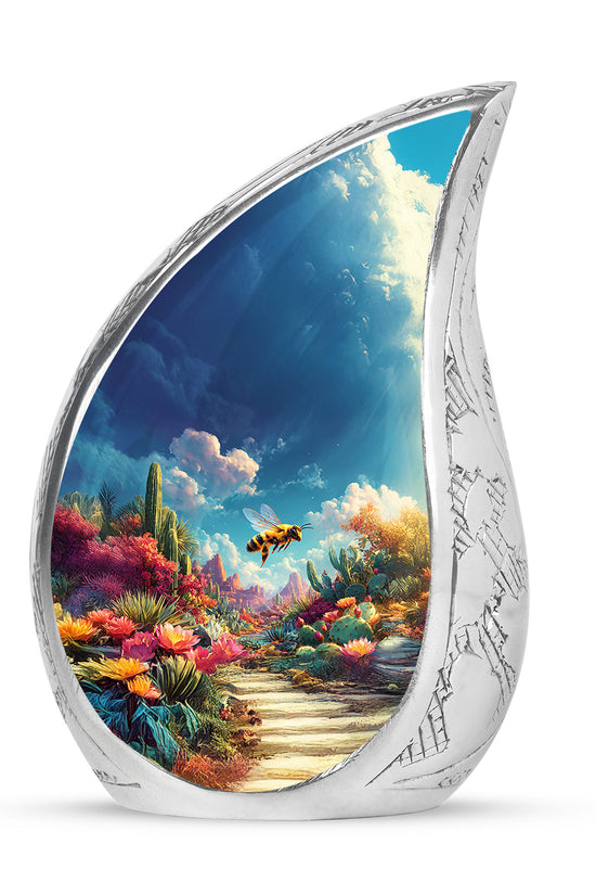 Everlasting Blue Bee Passage Urn for Human Ashes - 10-inch, 200 cu in - Karyliz