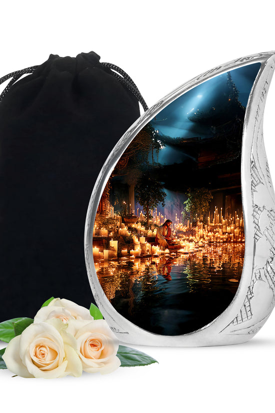 Spiritual Candlelight Urn - Jesus Memorial Urn For Human Ashes