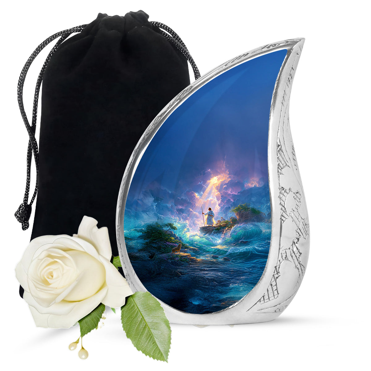 Jesus Ocean Waves Cremation Urn - Jesus Sea View Cremation Urn For Burial