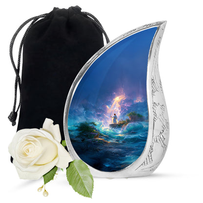Jesus Ocean Waves Cremation Urn - Jesus Sea View Cremation Urn For Burial