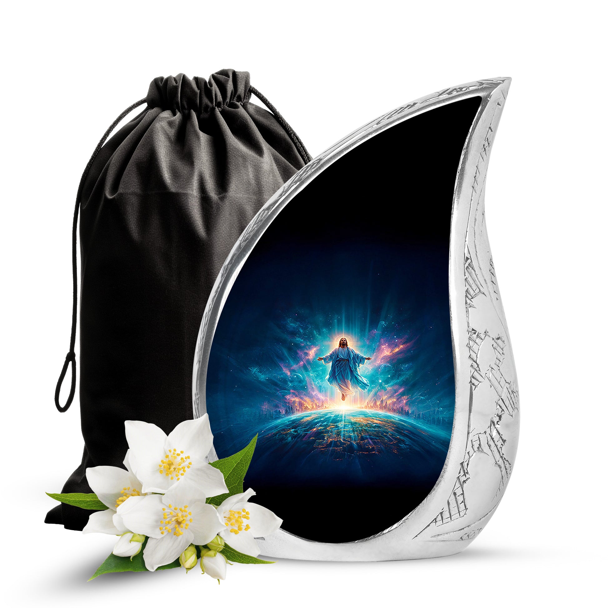 Cosmic Jesus Memorial Urn - Catholic Cremation Urn For Burial