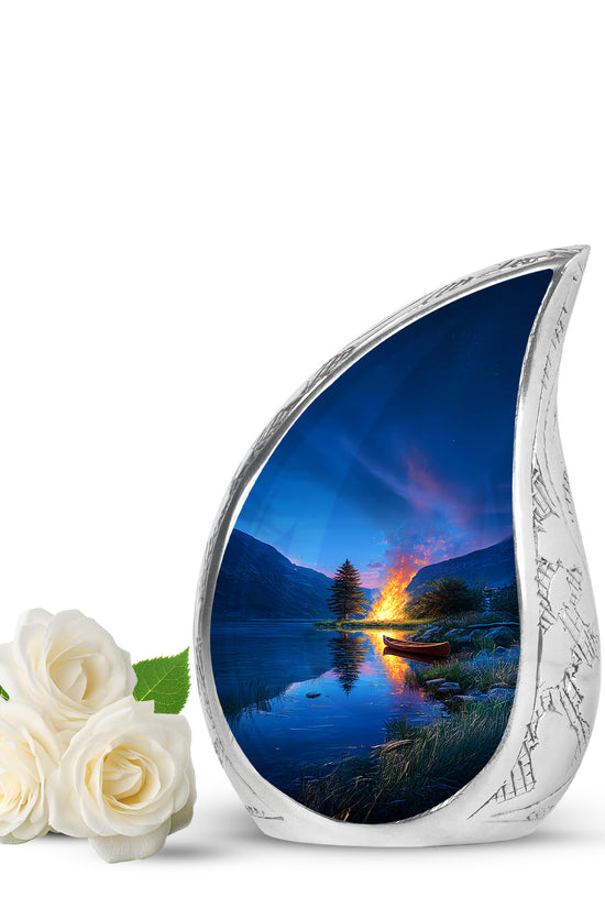 Blue Campfire Haven Cremation Urns for Human Ashes - 10-inch, 200 cu in - Karyliz