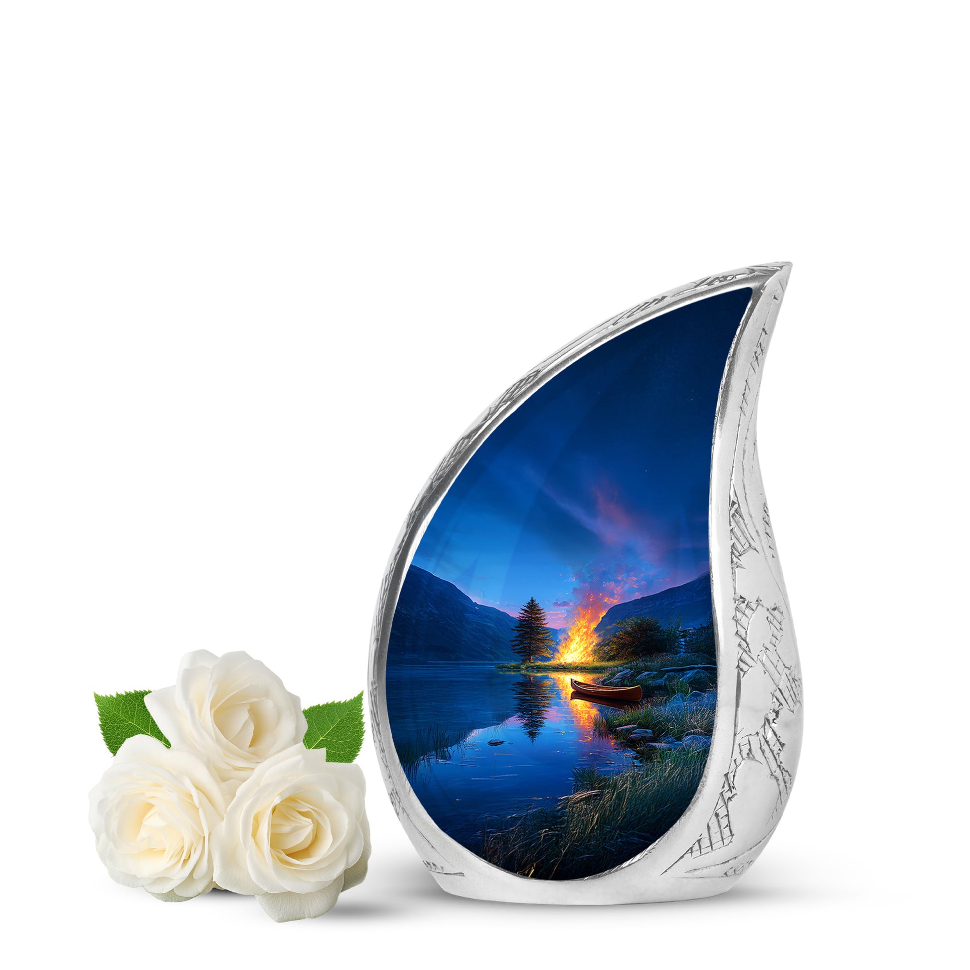 Blue Campfire Haven Cremation Urns for Human Ashes - 10-inch, 200 cu in - Karyliz