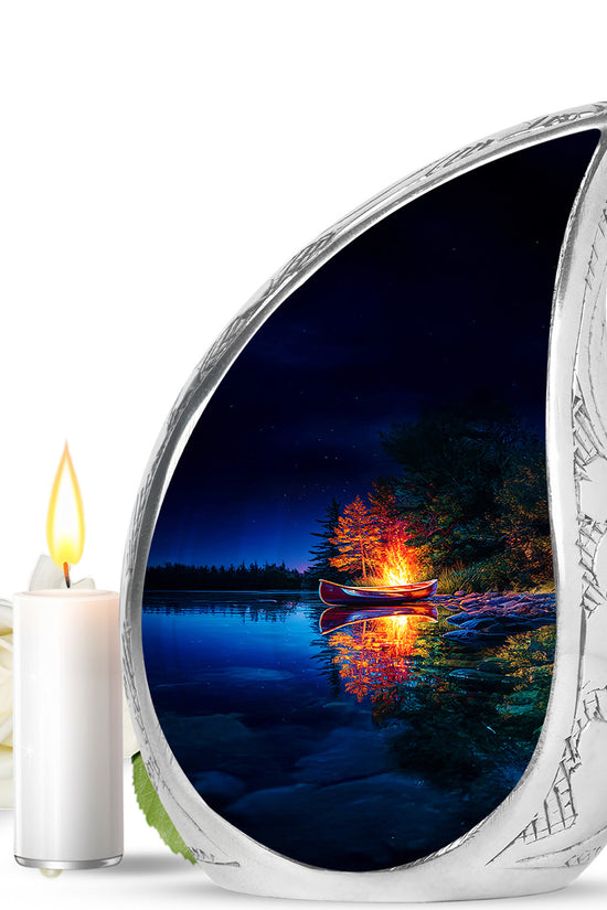 Personalized Blue Campfire Cremation Urns for Ashes - Peaceful 10-inch - Karyliz