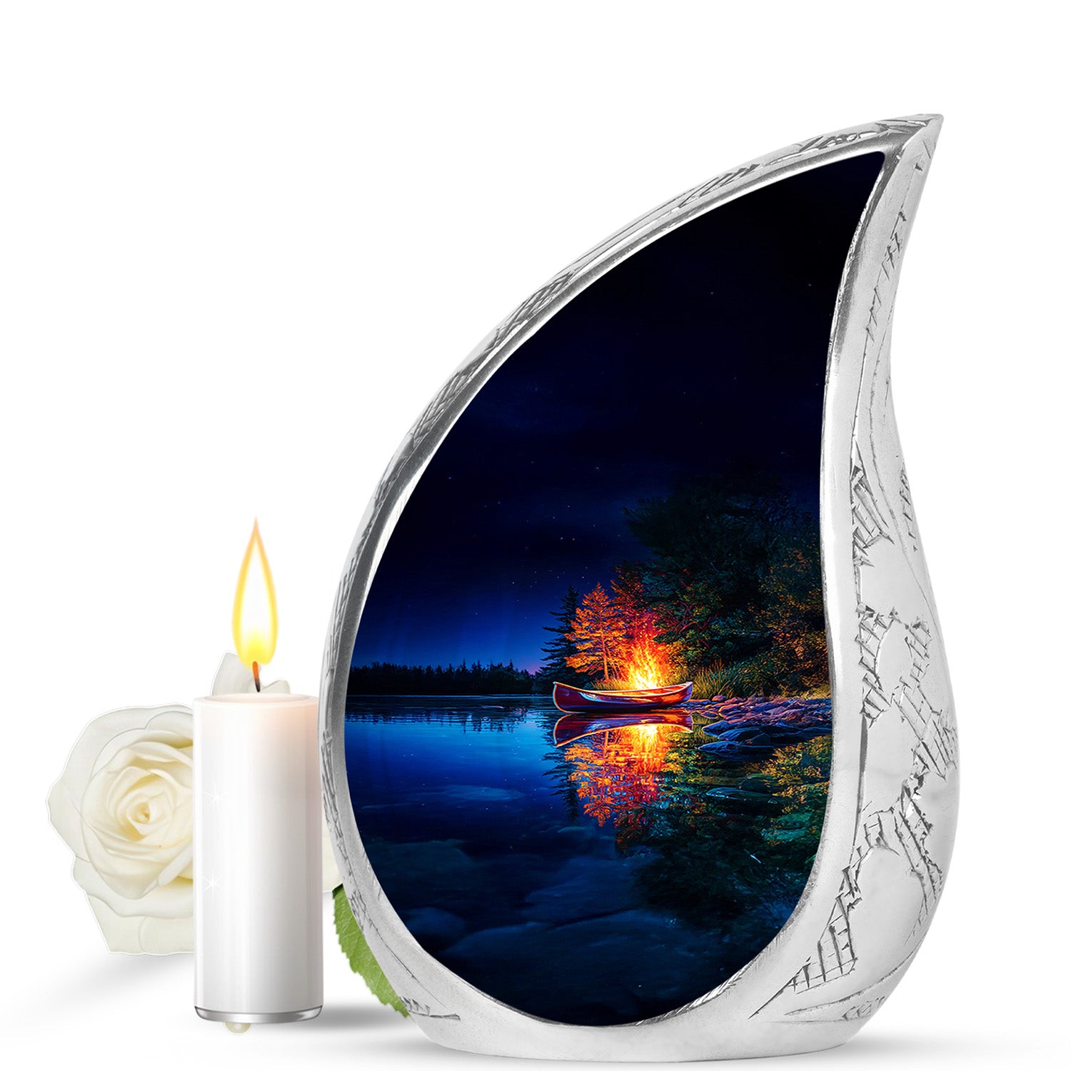 Personalized Blue Campfire Cremation Urns for Ashes - Peaceful 10-inch - Karyliz