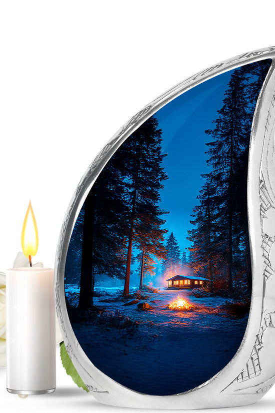 Blue Campfire Memorial Cremation Urns for Human Ashes - 10-inch, 200 cu in - Karyliz