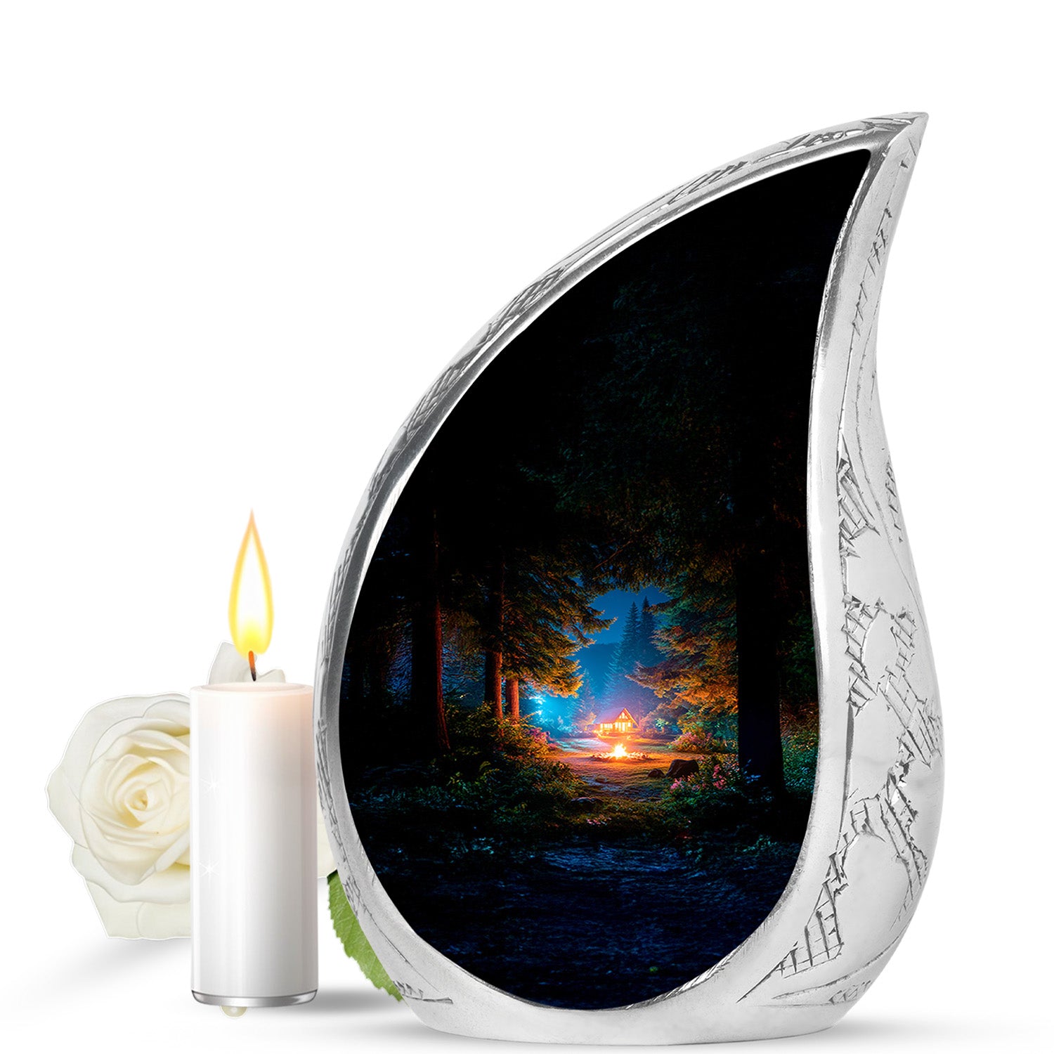Timeless Black Campfire Cremation Urn for Ashes - 10-inch, 200 cu in - Karyliz