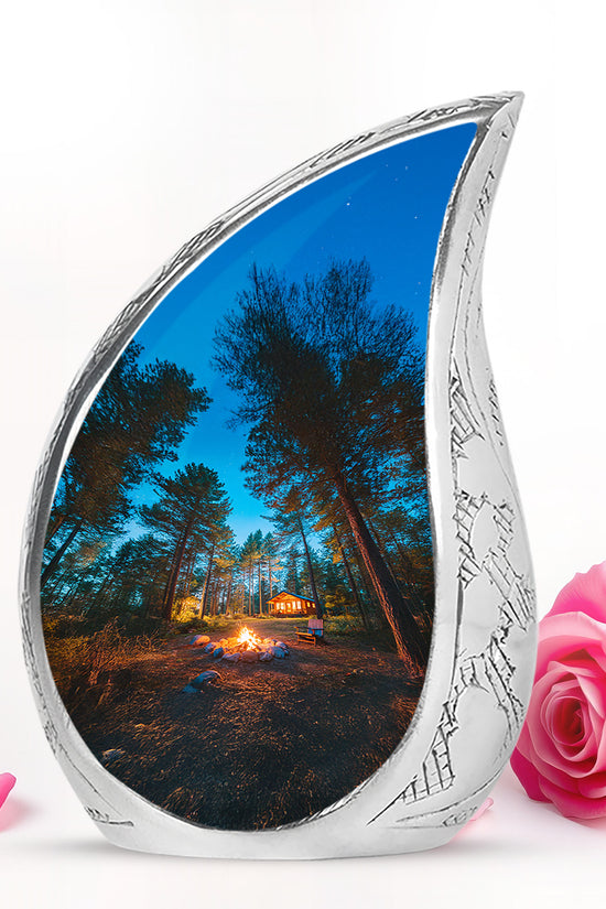 Personalized Refined Campfire Cremation Urns - Blue 10-inch, 200 cu in - Karyliz