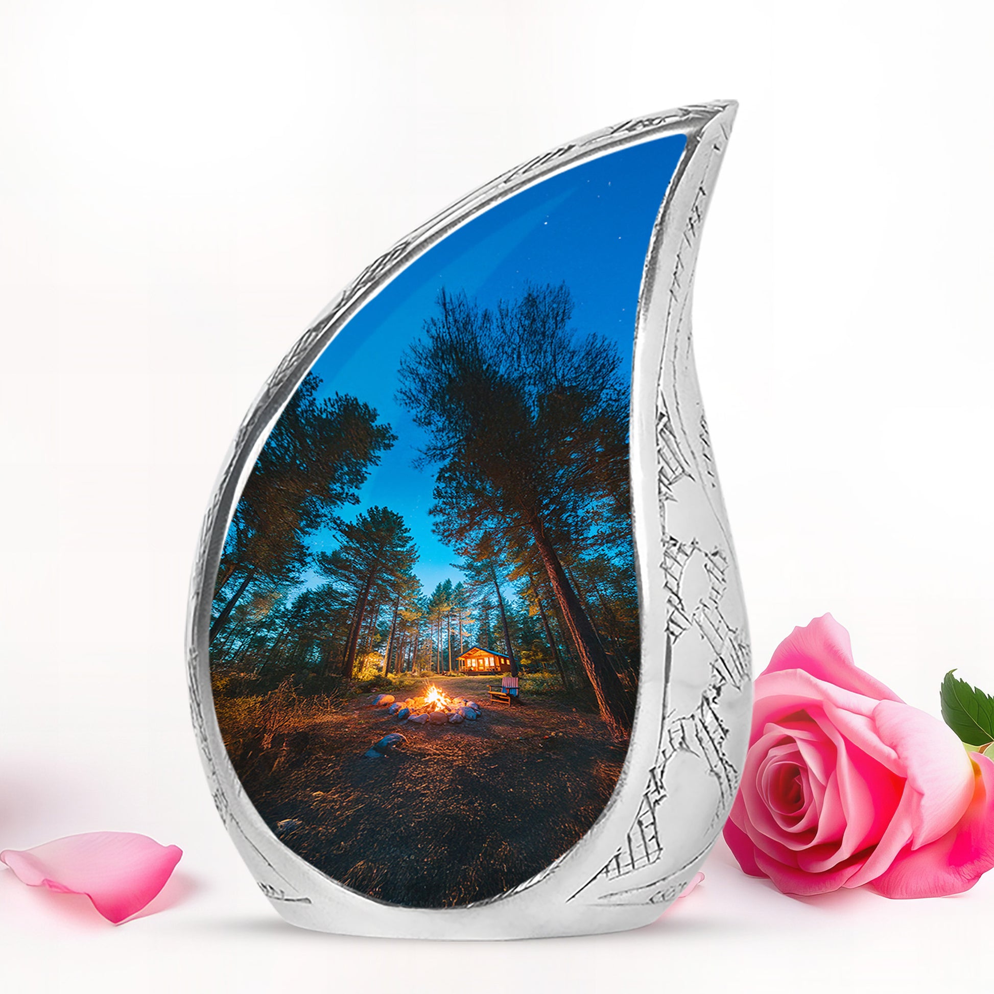 Personalized Refined Campfire Cremation Urns - Blue 10-inch, 200 cu in - Karyliz