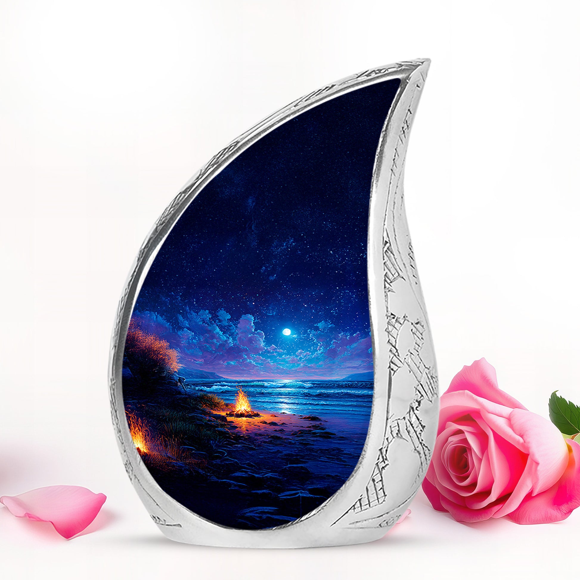 Personalized Campfire Cremation Urns - Eminent Blue 10-inch, 200 cu in - Karyliz