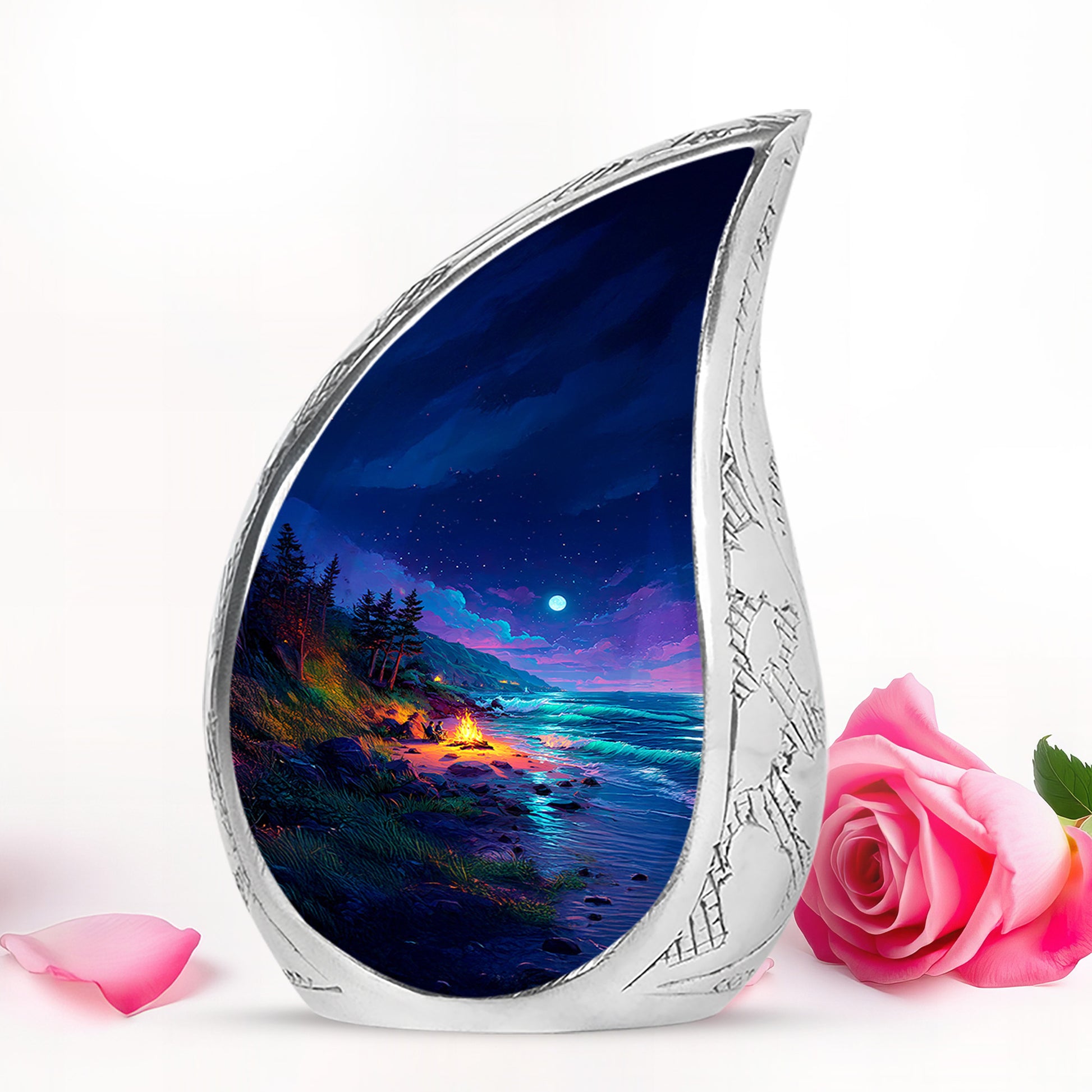 Illustrious Campfire Memorial Cremation Urns - Blue 10-inch, 200 cu in - Karyliz