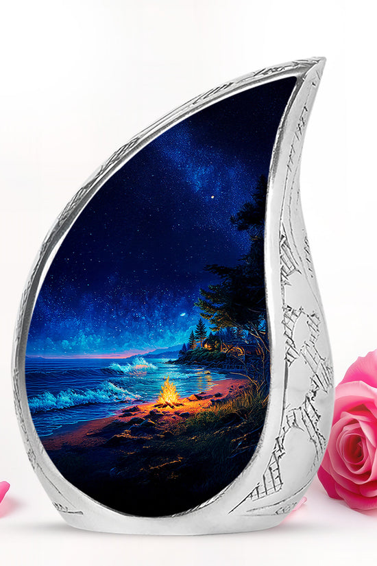 Personalized Blue Campfire Cremation Urns for Ashes - Majestic 10-inch - Karyliz