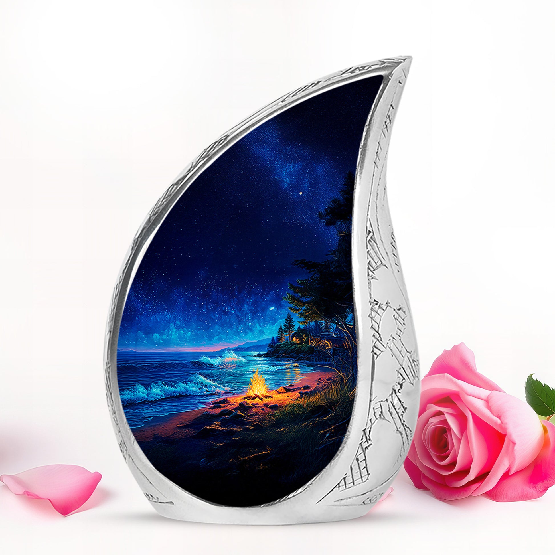 Personalized Blue Campfire Cremation Urns for Ashes - Majestic 10-inch - Karyliz
