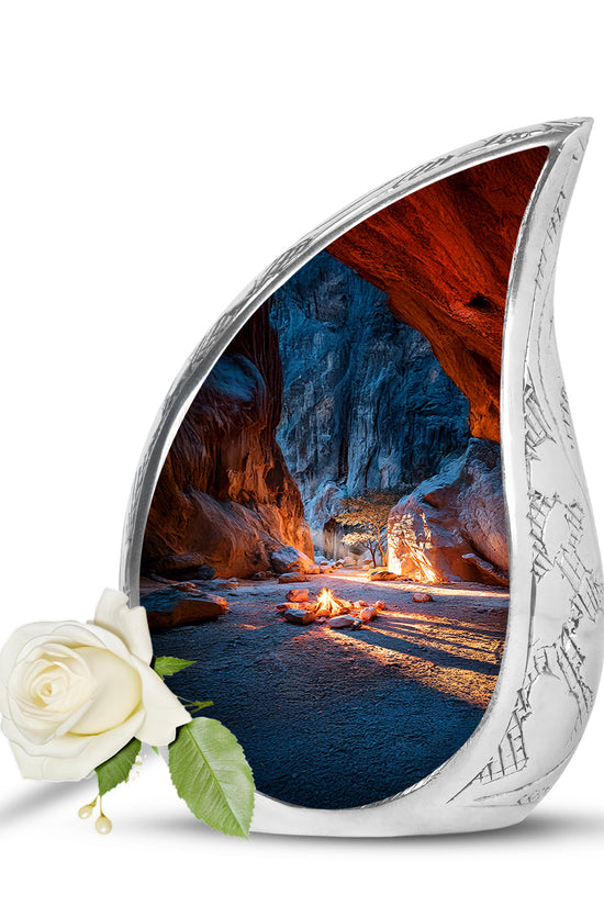 Blue Stately Campfire Cremation Urns for Human Ashes - 10-inch, 200 cu in - Karyliz