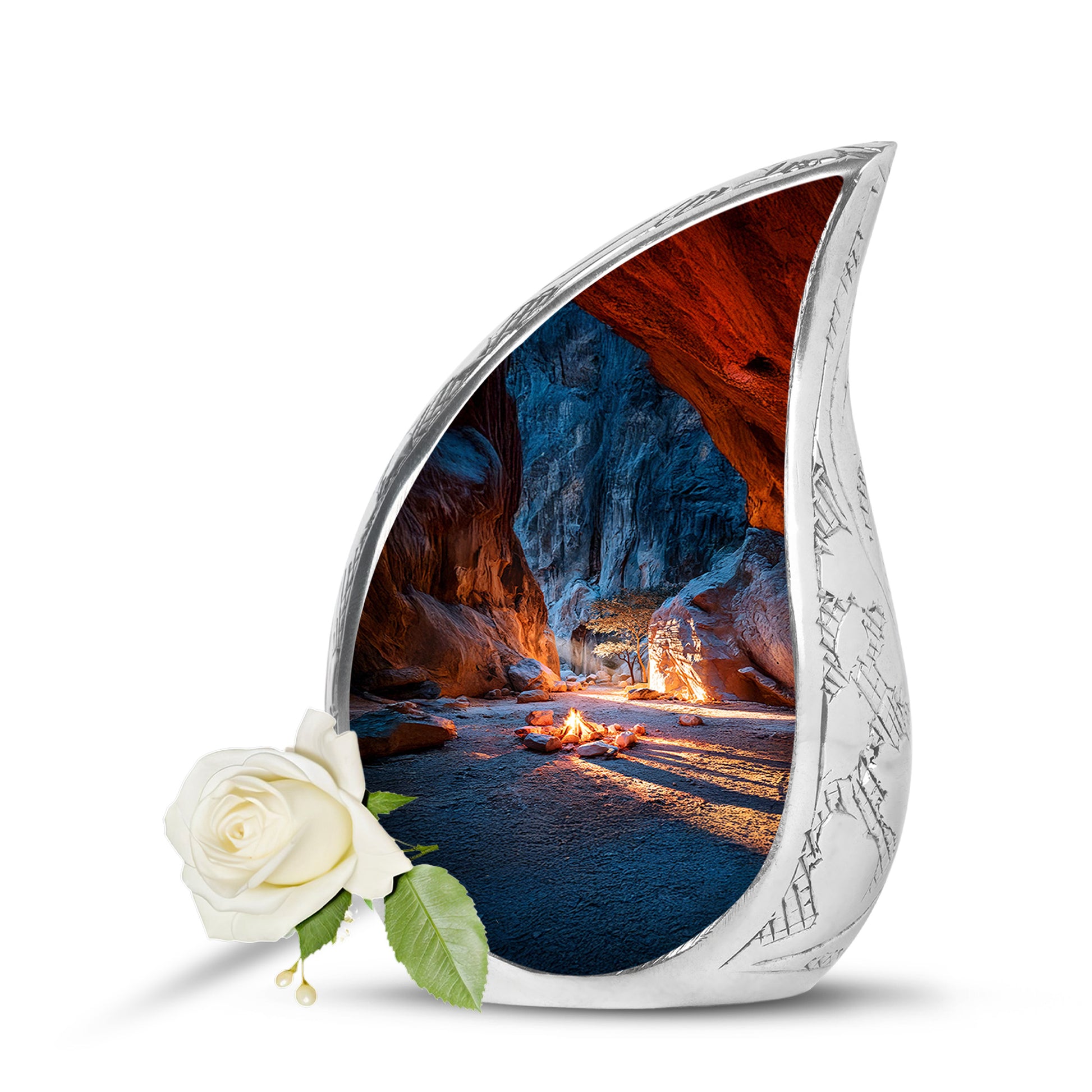 Blue Stately Campfire Cremation Urns for Human Ashes - 10-inch, 200 cu in - Karyliz