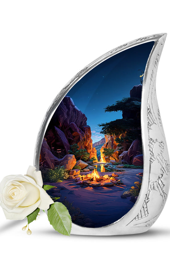 Divine Blue Campfire Cremation Urn for Ashes - 10-inch, 200 cu in - Karyliz