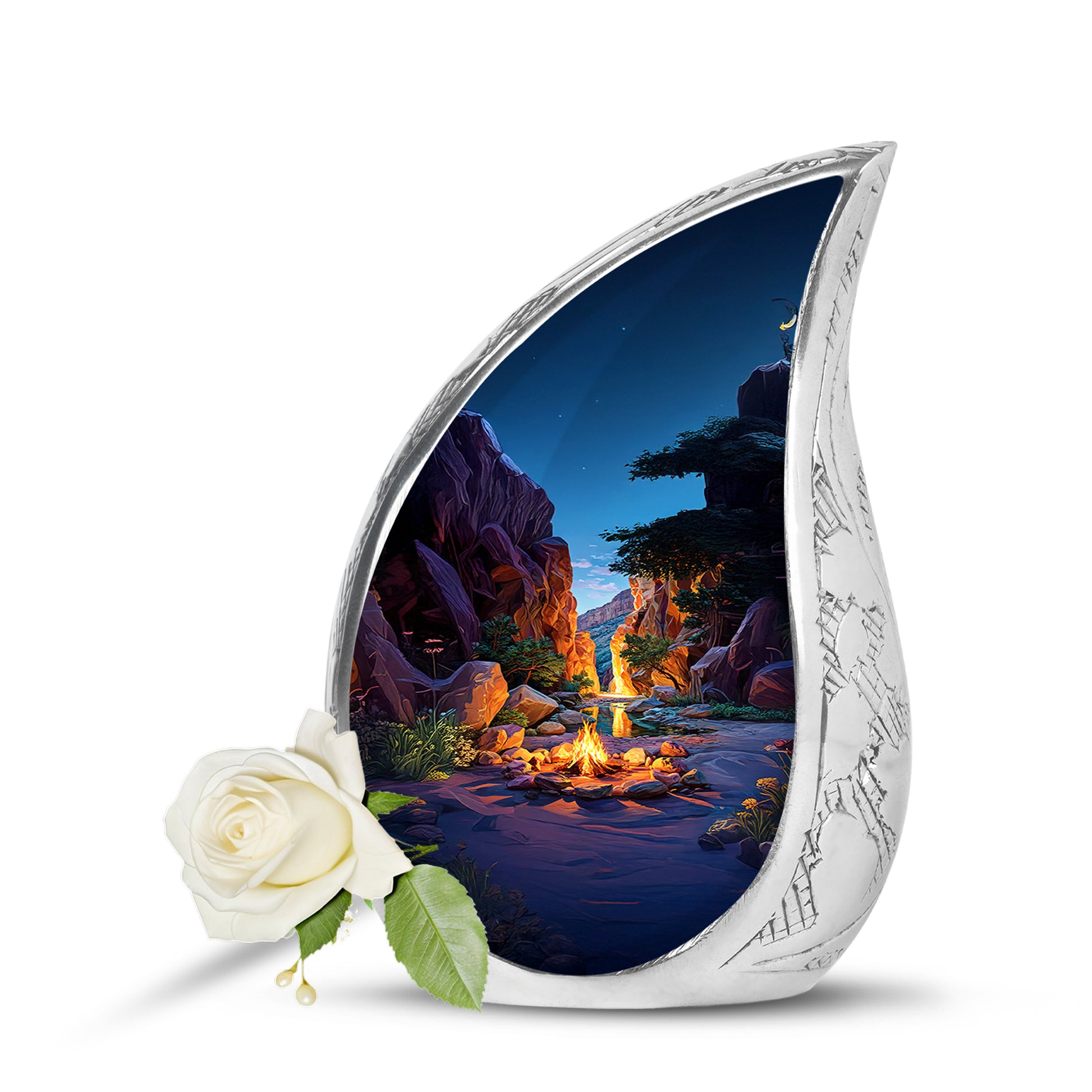 Divine Blue Campfire Cremation Urn for Ashes - 10-inch, 200 cu in - Karyliz