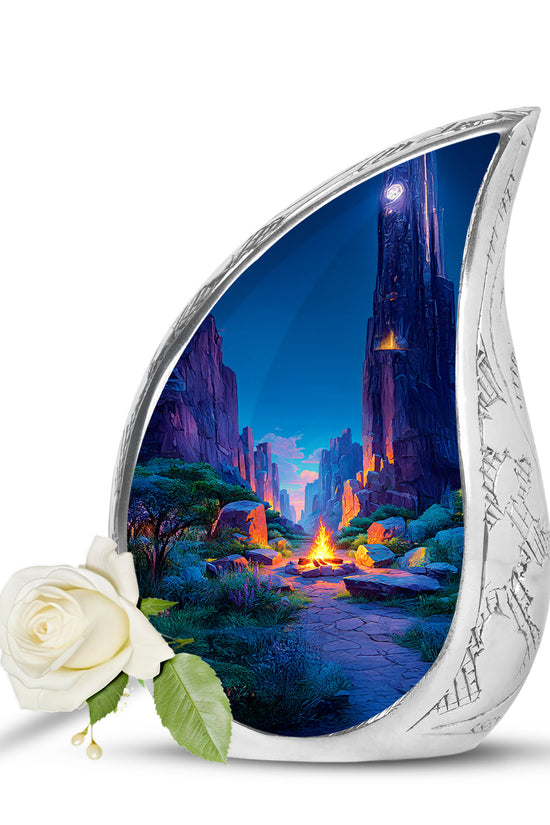 Blue Campfire Sanctuary Cremation Urns for Human Ashes - 10-inch, 200 cu in - Karyliz