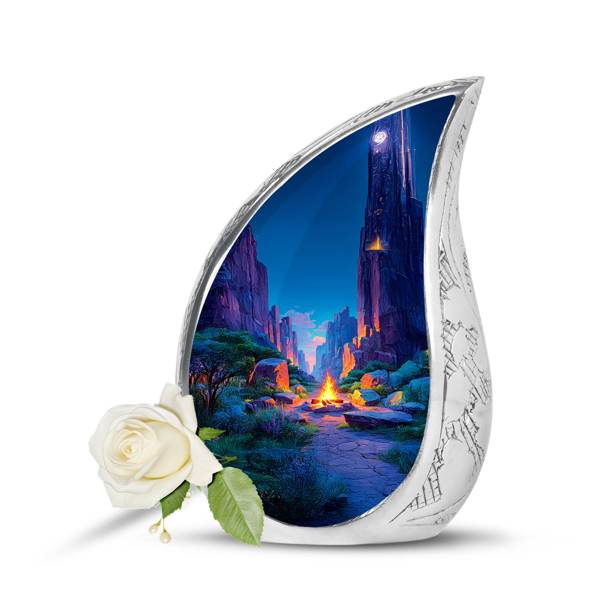 Blue Campfire Sanctuary Cremation Urns for Human Ashes - 10-inch, 200 cu in - Karyliz