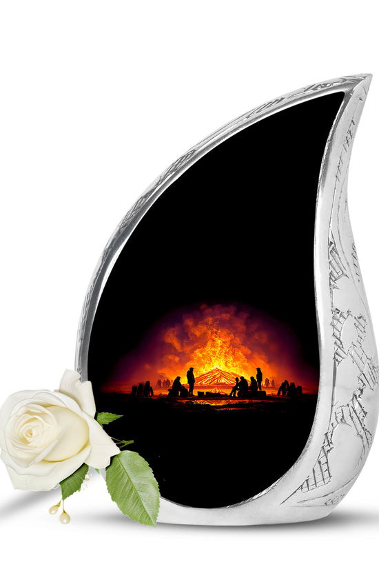Black Campfire Cremation Urns - Opulent Sentinel 10-inch, 200 cu in - Karyliz