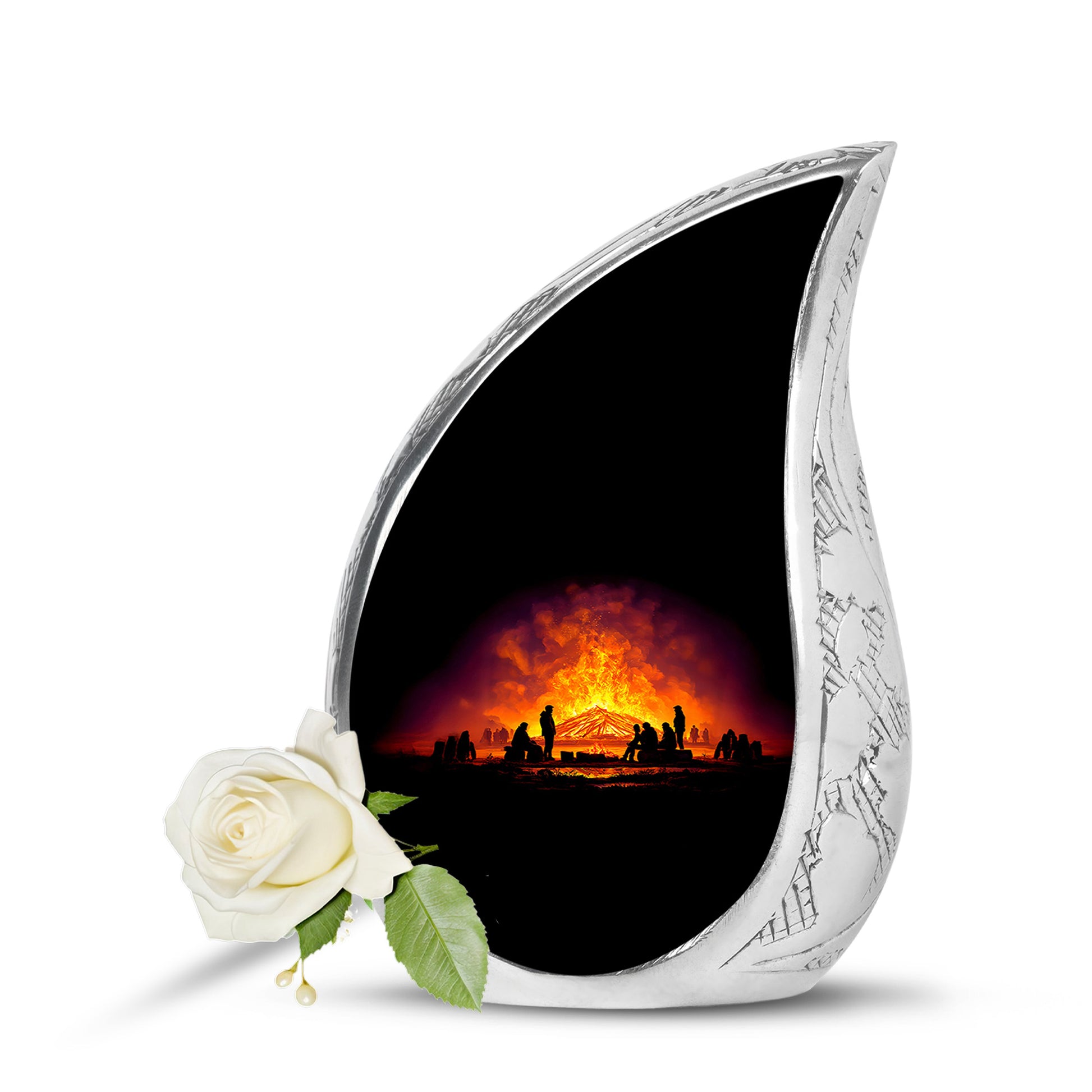 Black Campfire Cremation Urns - Opulent Sentinel 10-inch, 200 cu in - Karyliz