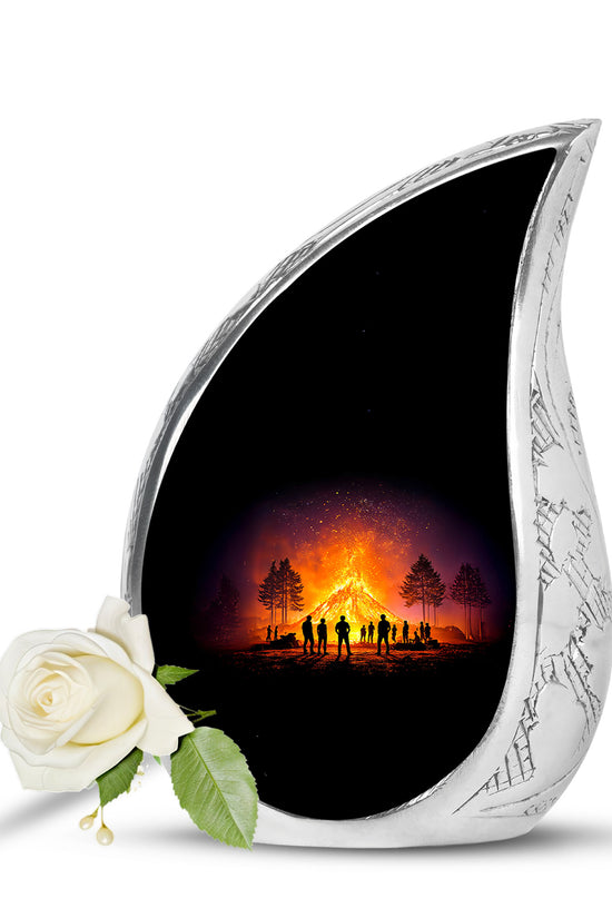 Black Campfire Memorial Cremation Urns for Human Ashes - 10-inch, 200 cu in - Karyliz