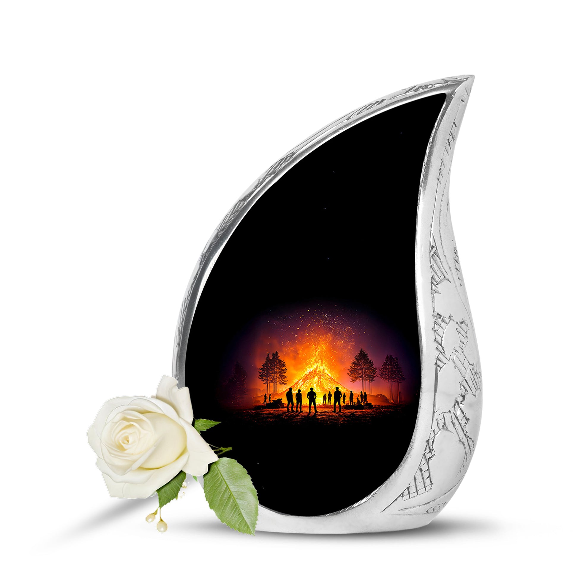 Black Campfire Memorial Cremation Urns for Human Ashes - 10-inch, 200 cu in - Karyliz